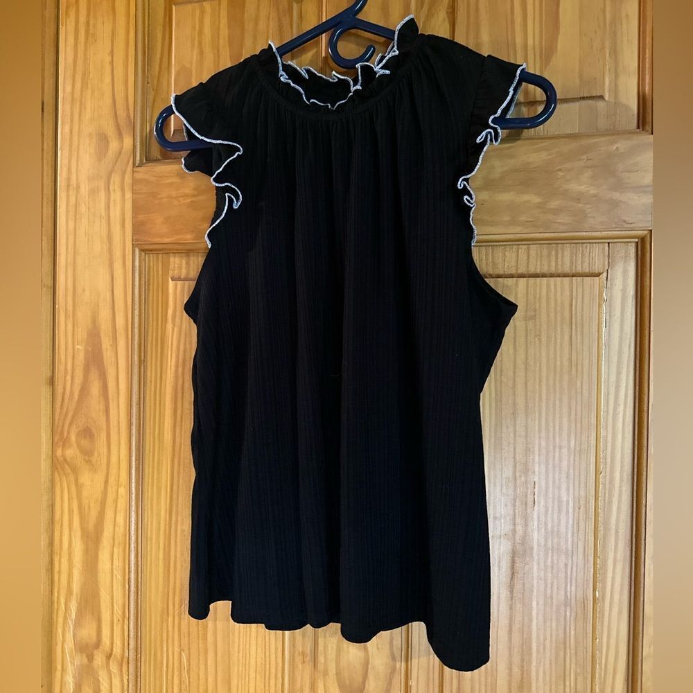 W5 Black Ruffled Blouse